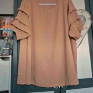 H&M Camel Ruffle Sleeve Top